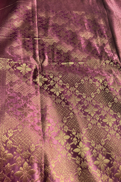 Lilac Jaal Mashru Satin Banarasi Silk Saree