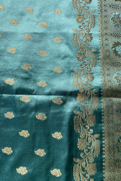 Powder Blue Mashru Satin Silk Saree