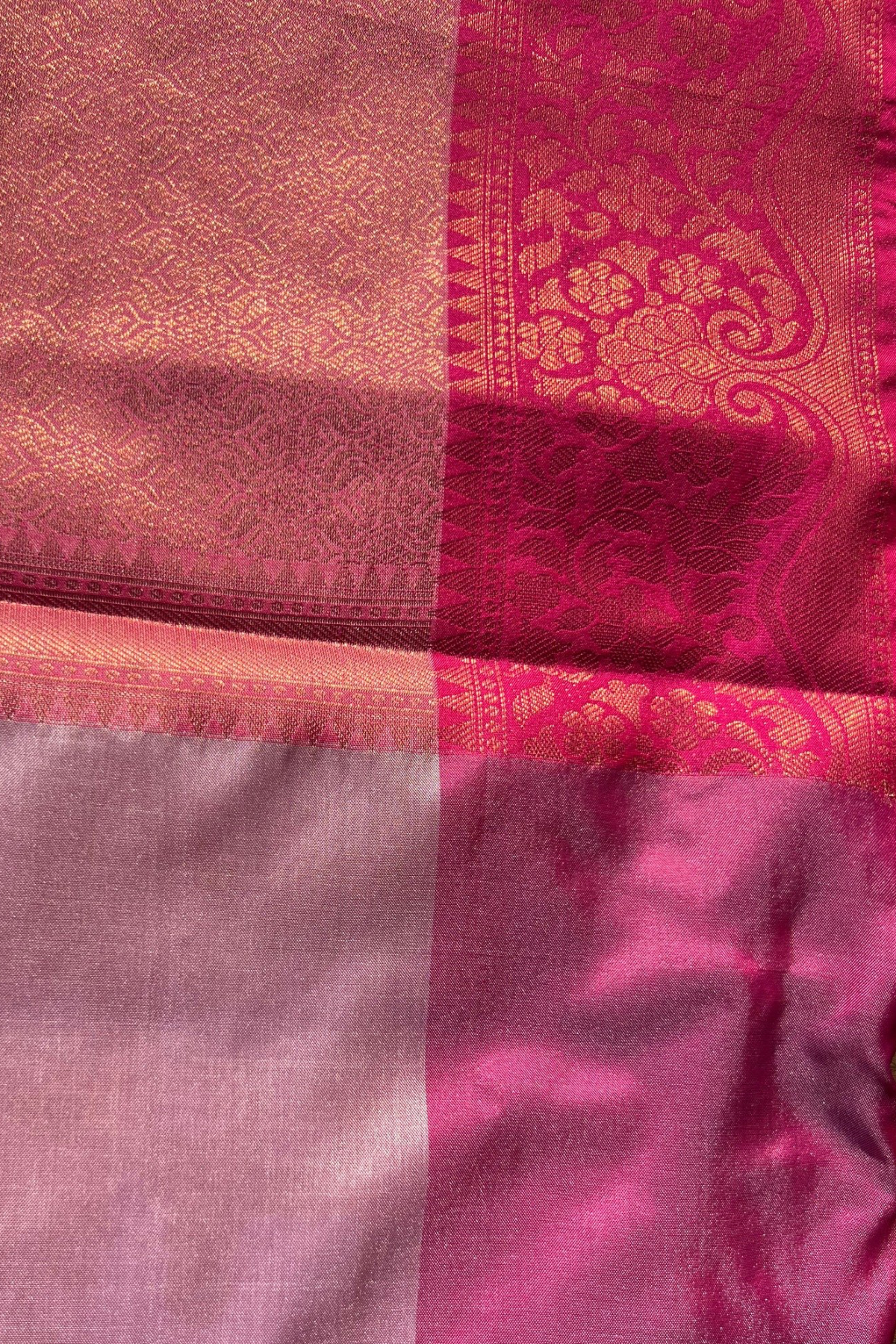 Lilac Magenta Contrast Katan Silk Banarasi Saree