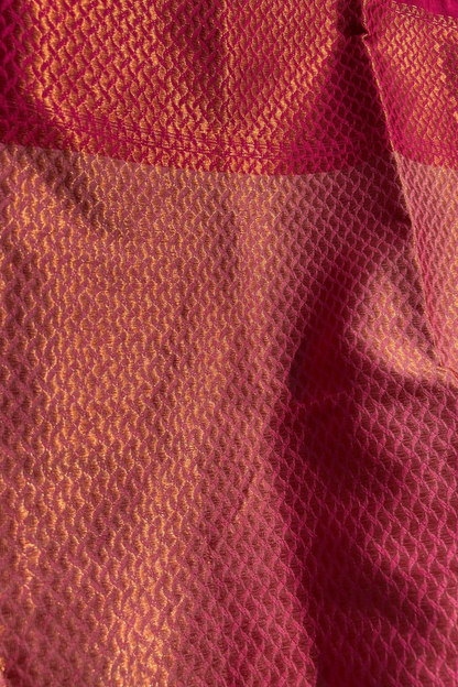 Lilac Magenta Contrast Katan Silk Banarasi Saree