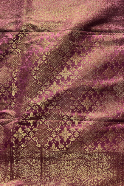 Lilac Jaal Mashru Satin Banarasi Silk Saree