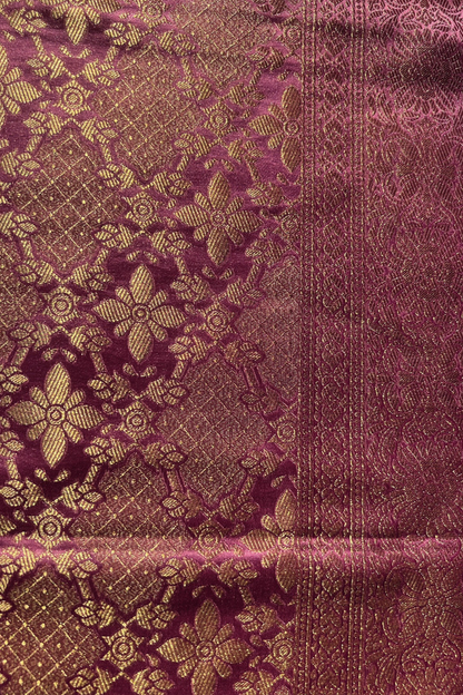 Lilac Jaal Mashru Satin Banarasi Silk Saree