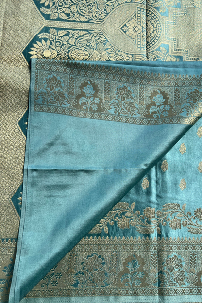 Powder Blue Mashru Satin Silk Saree