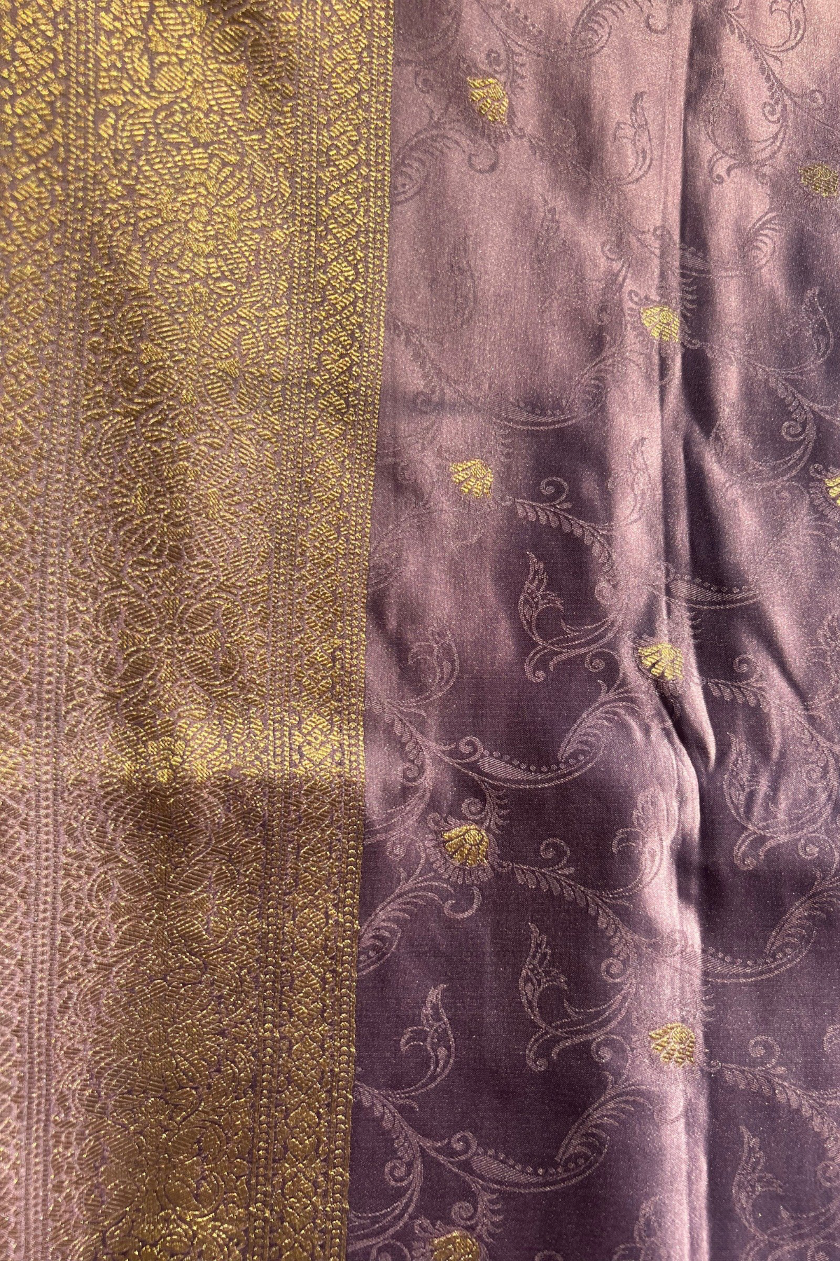 Lavender - Jaal Mashru Satin Banarasi Silk Saree