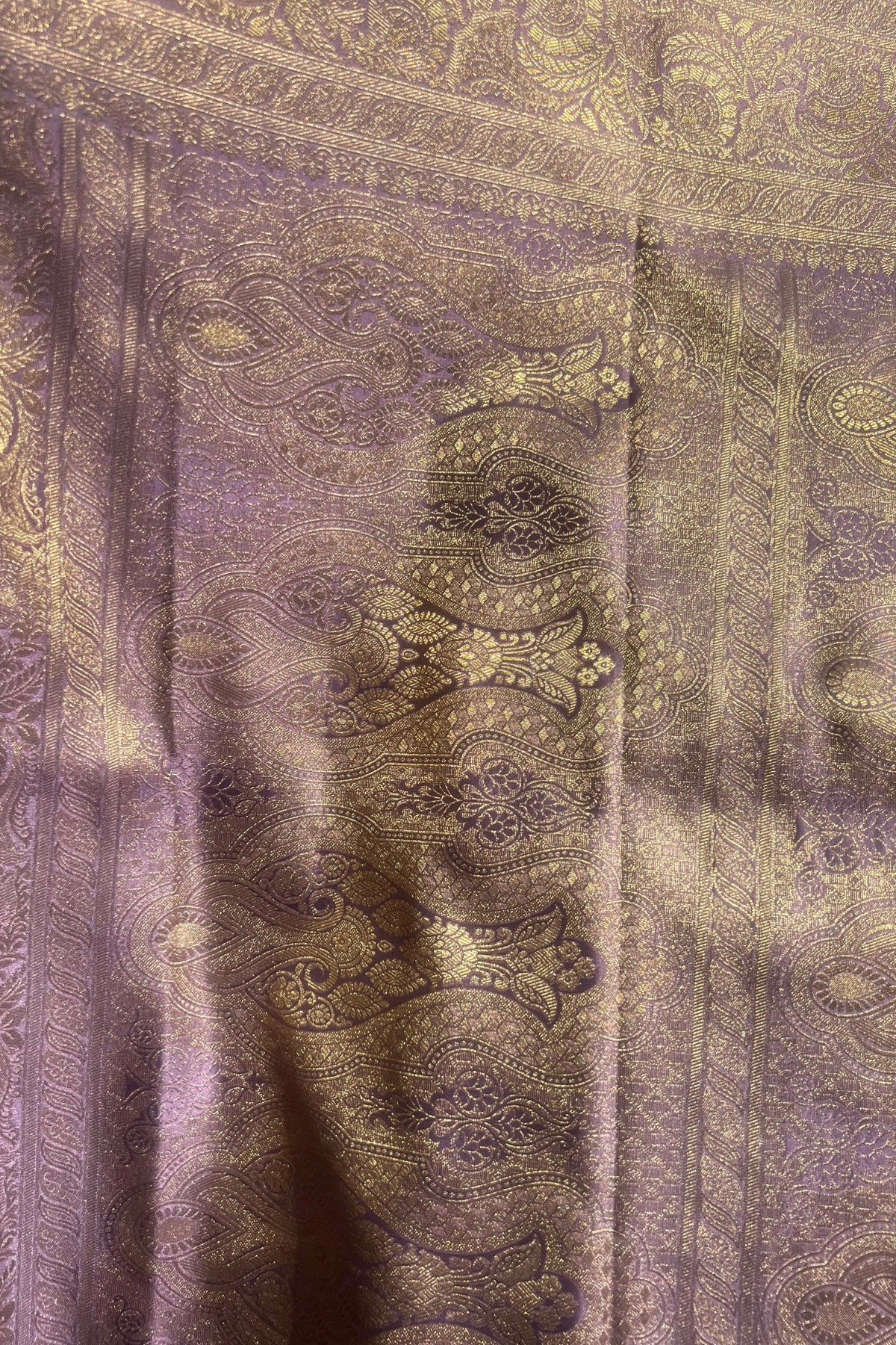 Lavender - Floral Jaal Mashru Satin Silk Saree