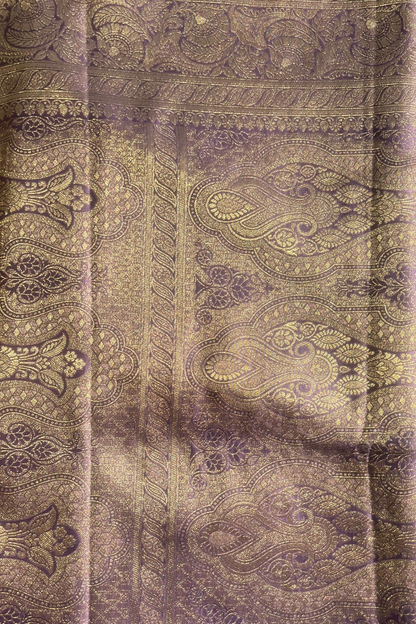 Lavender - Floral Jaal Mashru Satin Silk Saree