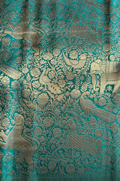 Client Diaries: Bottle Green Shikaargah Katan Silk Banarasi Saree