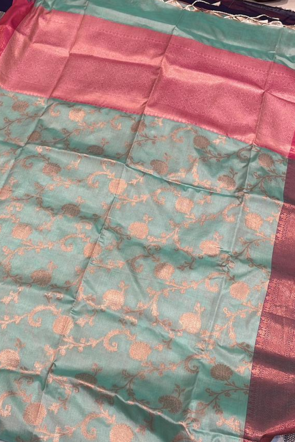 Client Diaries: Teal & Pink Silk Banarasi Saree