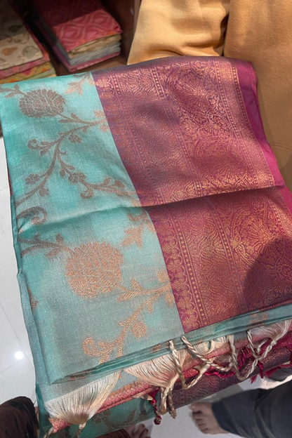 Client Diaries: Teal & Pink Silk Banarasi Saree