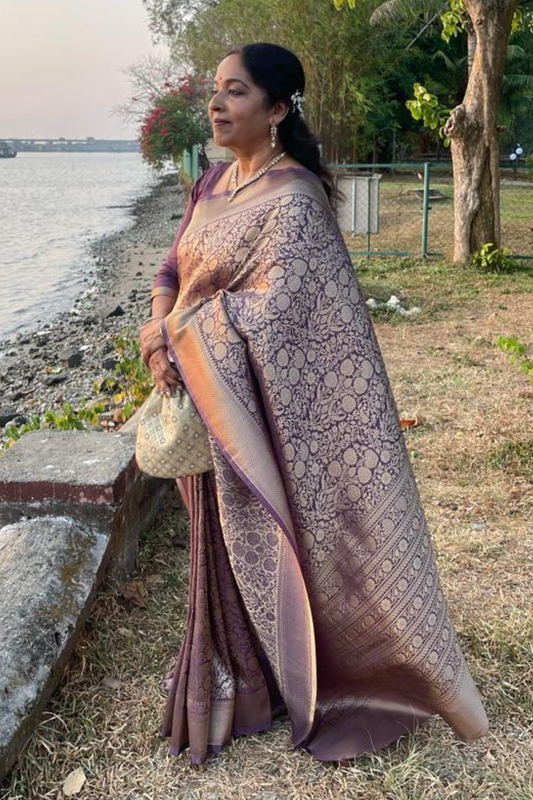 Client Diaries: Purple Shade Banarasi Silk Saree