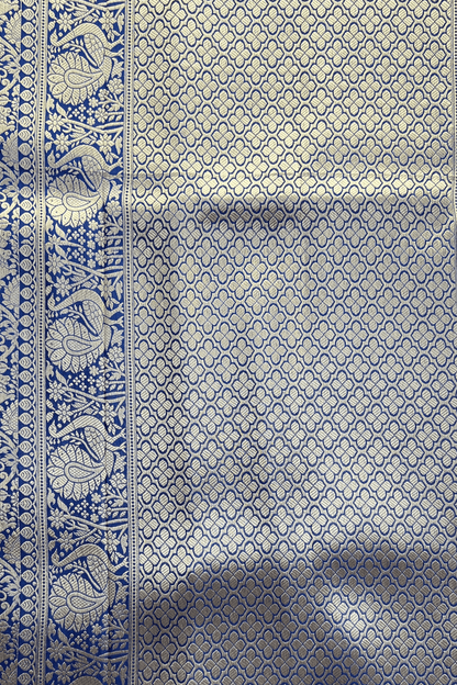 Royal Blue Lion Shikaargah Katan Silk Saree