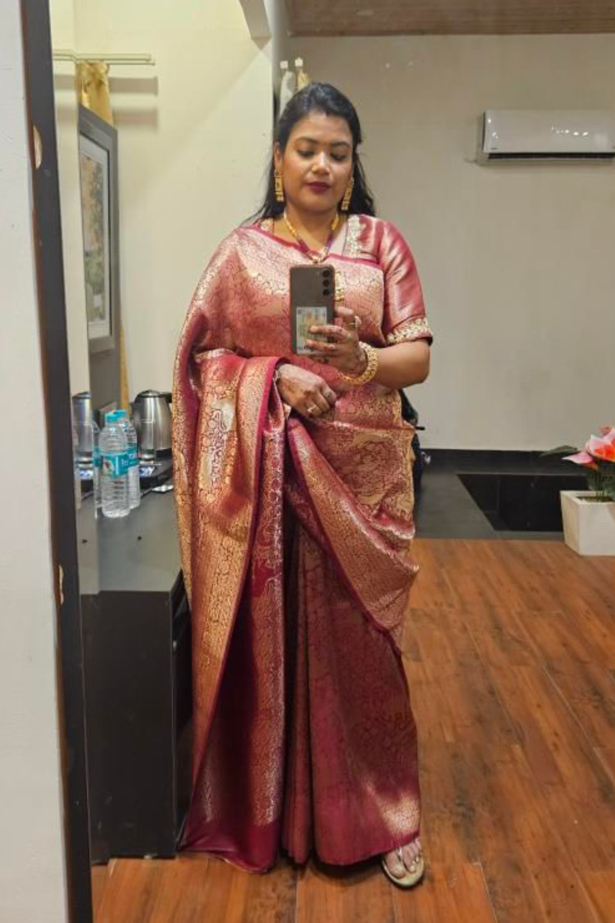 Client Diaries: Red Jangla Katan Silk Banarasi Saree