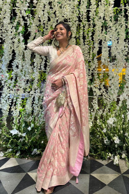 Client Diaries: Blush Pink Banarasi Silk Saree