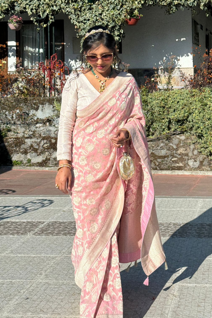 Client Diaries: Blush Pink Banarasi Silk Saree